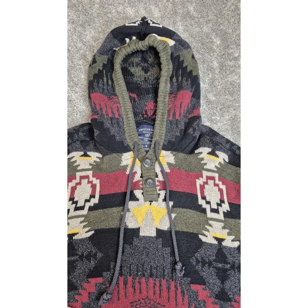 American Eagle Outfitters 100% COTTON Aztec Pullover Hoodie‎ Sweater Mens Large